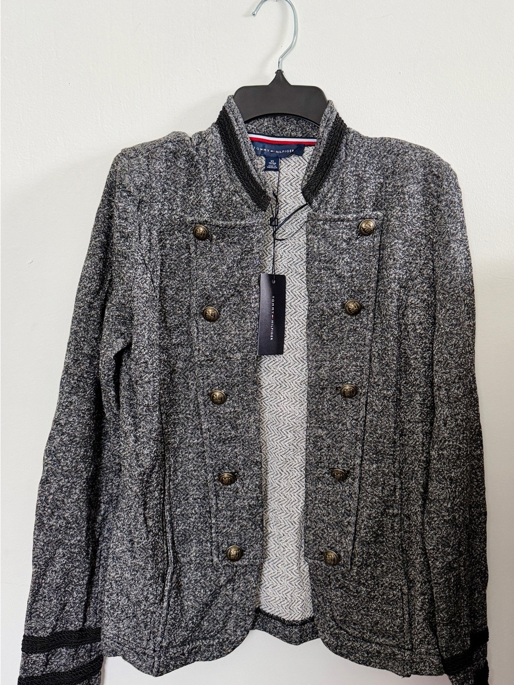 Tommy Hilfiger Gray Military-Style Knit Jacket